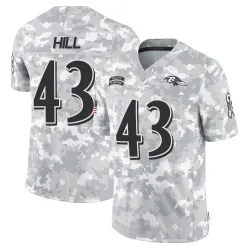 Men's Justice Hill Baltimore Ravens No.43 Limited 2024 Salute to Service Jersey - Arctic Camo