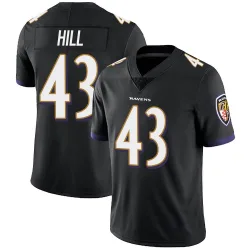 Men's Justice Hill Baltimore Ravens No.43 Limited Alternate Vapor Untouchable Jersey - Black