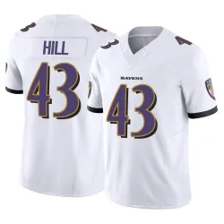 Men's Justice Hill Baltimore Ravens No.43 Limited Vapor F.U.S.E. Jersey - White