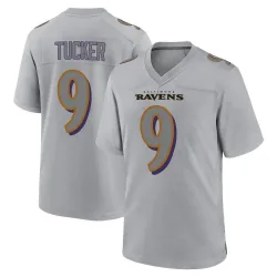 Men's Justin Tucker Baltimore Ravens No.9 Game Atmosphere Fashion Jersey - Gray