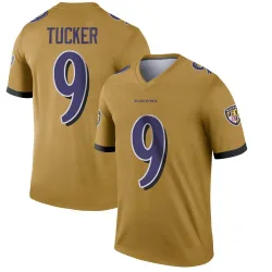 Men's Justin Tucker Baltimore Ravens No.9 Legend Inverted Jersey - Gold