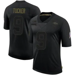 Men's Justin Tucker Baltimore Ravens No.9 Limited 2020 Salute To Service Jersey - Black