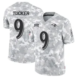 Men's Justin Tucker Baltimore Ravens No.9 Limited 2024 Salute to Service Jersey - Arctic Camo