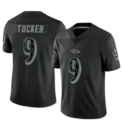 Men's Justin Tucker Baltimore Ravens No.9 Limited Reflective Jersey - Black