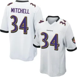 Men's Keaton Mitchell Baltimore Ravens No.34 Game Jersey - White