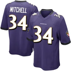 Men's Keaton Mitchell Baltimore Ravens No.34 Game Team Color Jersey - Purple