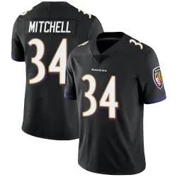 Men's Keaton Mitchell Baltimore Ravens No.34 Limited Alternate Vapor Untouchable Jersey - Black