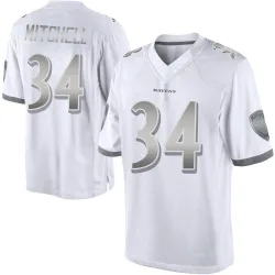 Men's Keaton Mitchell Baltimore Ravens No.34 Limited Platinum Jersey - White