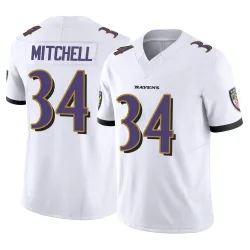 Men's Keaton Mitchell Baltimore Ravens No.34 Limited Vapor F.U.S.E. Jersey - White