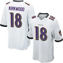 Men's Keith Kirkwood Baltimore Ravens No.18 Game Jersey - White