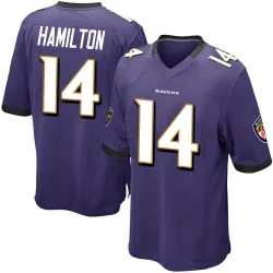 Men's Kyle Hamilton Baltimore Ravens No.14 Game Team Color Jersey - Purple
