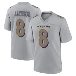 Men's Lamar Jackson Baltimore Ravens No.8 Game Atmosphere Fashion Jersey - Gray