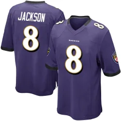 Men's Lamar Jackson Baltimore Ravens No.8 Game Team Color Jersey - Purple