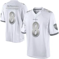 Men's Lamar Jackson Baltimore Ravens No.8 Limited Platinum Jersey - White