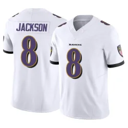 Men's Lamar Jackson Baltimore Ravens No.8 Limited Vapor F.U.S.E. Jersey - White