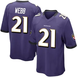 Men's Lardarius Webb Baltimore Ravens No.21 Game Team Color Jersey - Purple