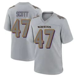 Men's Lucas Scott Baltimore Ravens No.47 Game Atmosphere Fashion Jersey - Gray
