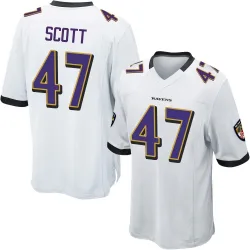 Men's Lucas Scott Baltimore Ravens No.47 Game Jersey - White