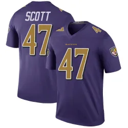 Men's Lucas Scott Baltimore Ravens No.47 Legend Color Rush Jersey - Purple