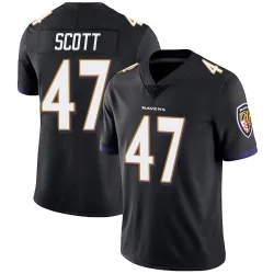 Men's Lucas Scott Baltimore Ravens No.47 Limited Alternate Vapor Untouchable Jersey - Black