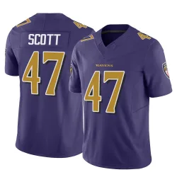 Men's Lucas Scott Baltimore Ravens No.47 Limited Vapor F.U.S.E. Jersey - Purple
