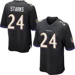 Men's Malaki Starks Baltimore Ravens No.24 Game Jersey - Black