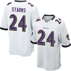 Men's Malaki Starks Baltimore Ravens No.24 Game Jersey - White