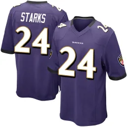 Men's Malaki Starks Baltimore Ravens No.24 Game Team Color Jersey - Purple