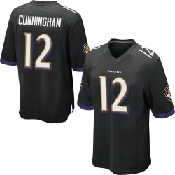 Men's Malik Cunningham Baltimore Ravens No.12 Game Jersey - Black