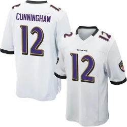 Men's Malik Cunningham Baltimore Ravens No.12 Game Jersey - White