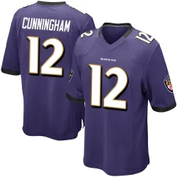 Men's Malik Cunningham Baltimore Ravens No.12 Game Team Color Jersey - Purple