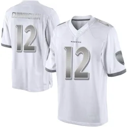 Men's Malik Cunningham Baltimore Ravens No.12 Limited Platinum Jersey - White