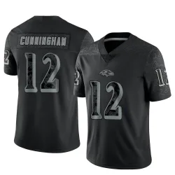 Men's Malik Cunningham Baltimore Ravens No.12 Limited Reflective Jersey - Black