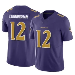 Men's Malik Cunningham Baltimore Ravens No.12 Limited Vapor F.U.S.E. Jersey - Purple