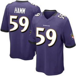 Men's Malik Hamm Baltimore Ravens No.59 Game Team Color Jersey - Purple