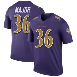 Men's Marcus Major Baltimore Ravens No.36 Legend Color Rush Jersey - Purple