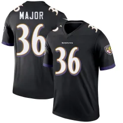 Men's Marcus Major Baltimore Ravens No.36 Legend Jersey - Black