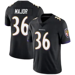 Men's Marcus Major Baltimore Ravens No.36 Limited Alternate Vapor Untouchable Jersey - Black