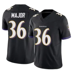 Men's Marcus Major Baltimore Ravens No.36 Limited Vapor F.U.S.E. Jersey - Black