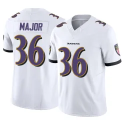 Men's Marcus Major Baltimore Ravens No.36 Limited Vapor F.U.S.E. Jersey - White
