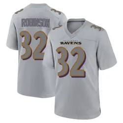 Men's Marquise Robinson Baltimore Ravens No.32 Game Atmosphere Fashion Jersey - Gray