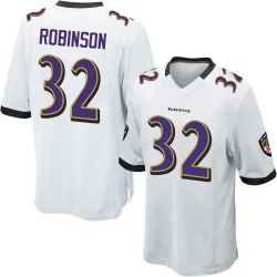 Men's Marquise Robinson Baltimore Ravens No.32 Game Jersey - White