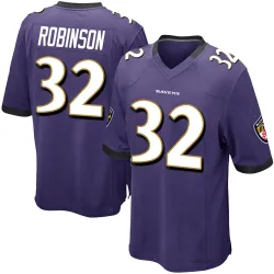 Men's Marquise Robinson Baltimore Ravens No.32 Game Team Color Jersey - Purple