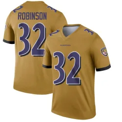Men's Marquise Robinson Baltimore Ravens No.32 Legend Inverted Jersey - Gold