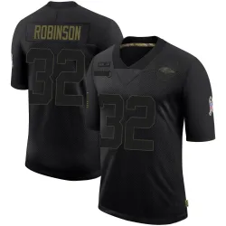 Men's Marquise Robinson Baltimore Ravens No.32 Limited 2020 Salute To Service Jersey - Black