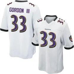 Men's Melvin Gordon III Baltimore Ravens No.33 Game Jersey - White