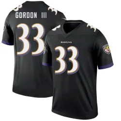 Men's Melvin Gordon III Baltimore Ravens No.33 Legend Jersey - Black