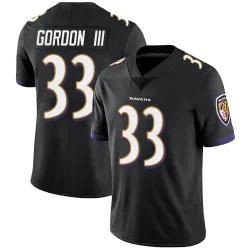 Men's Melvin Gordon III Baltimore Ravens No.33 Limited Alternate Vapor Untouchable Jersey - Black