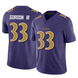 Men's Melvin Gordon III Baltimore Ravens No.33 Limited Vapor F.U.S.E. Jersey - Purple