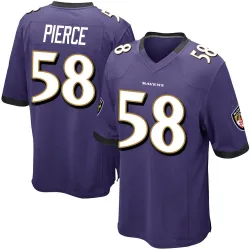 Men's Michael Pierce Baltimore Ravens No.58 Game Team Color Jersey - Purple